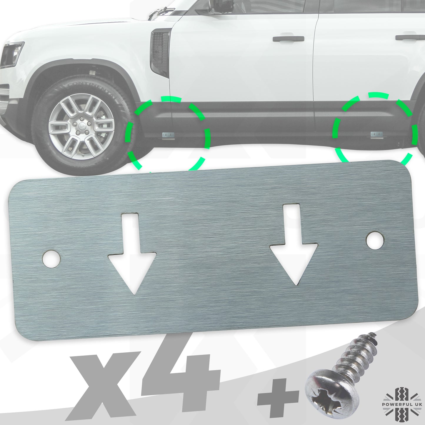 Jacking Point Marker Plate Kit - Stainless - for Land Rover Defender L663
