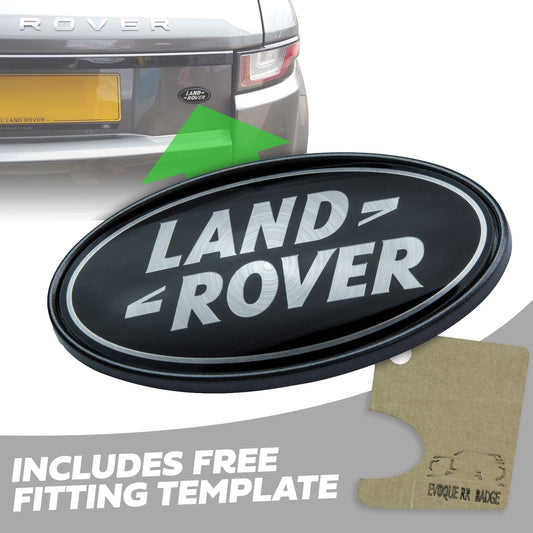 Black & Silver Badge on Corris Grey Plinth for Range Rover Evoque