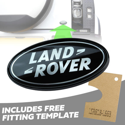 Black & Silver Badge on Gloss Black Plinth for Land Rover Defender L663