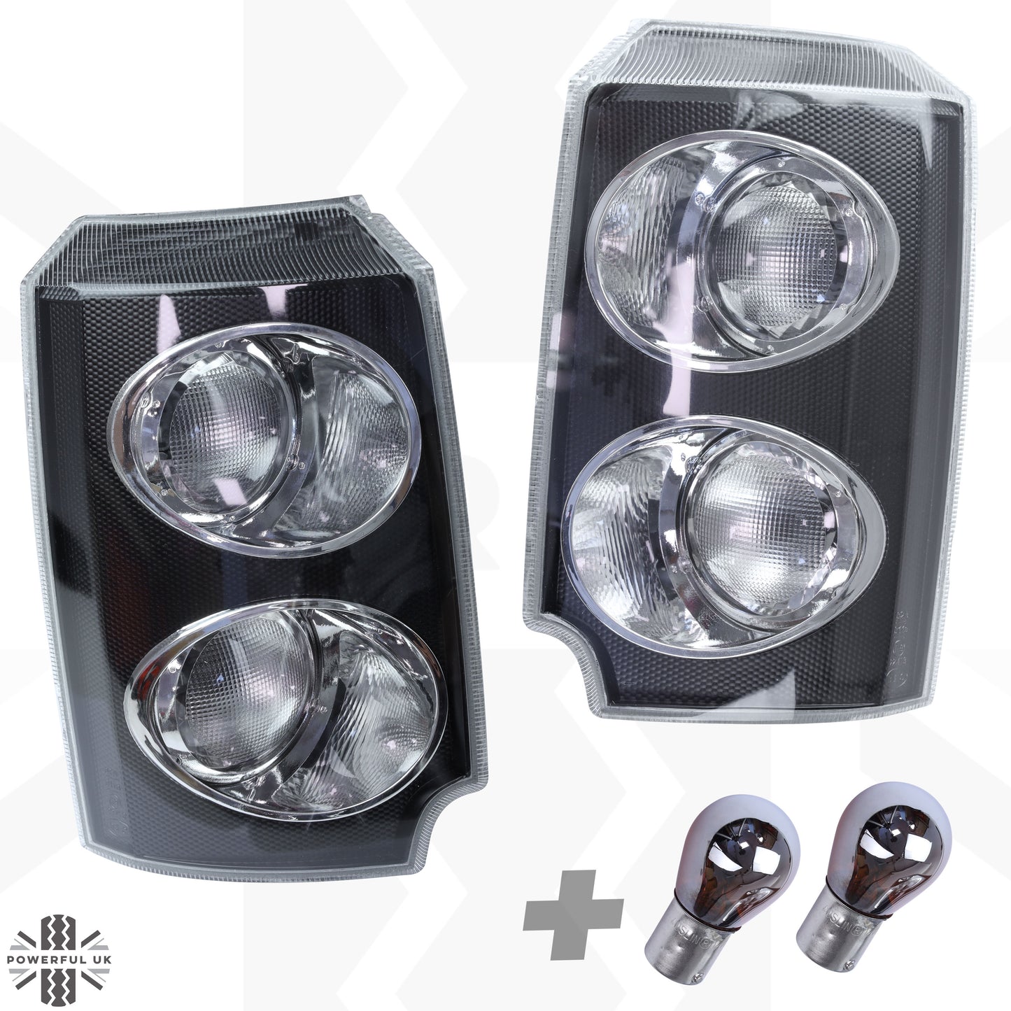 Front Side Light / Indicator Assembly for Range Rover L322 - Clear Indicator/Black Body - PAIR