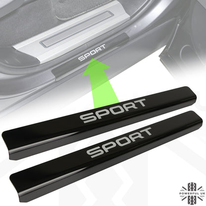 Door Sill Covers in Black with Silver Sport Logo for Range Rover Sport L494