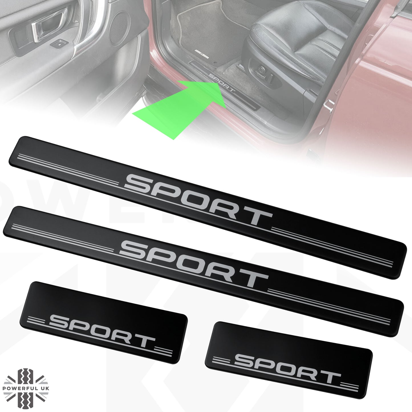 Door Scuff Plate Insert Set for Land Rover Discovery Sport (2015-20) - Black