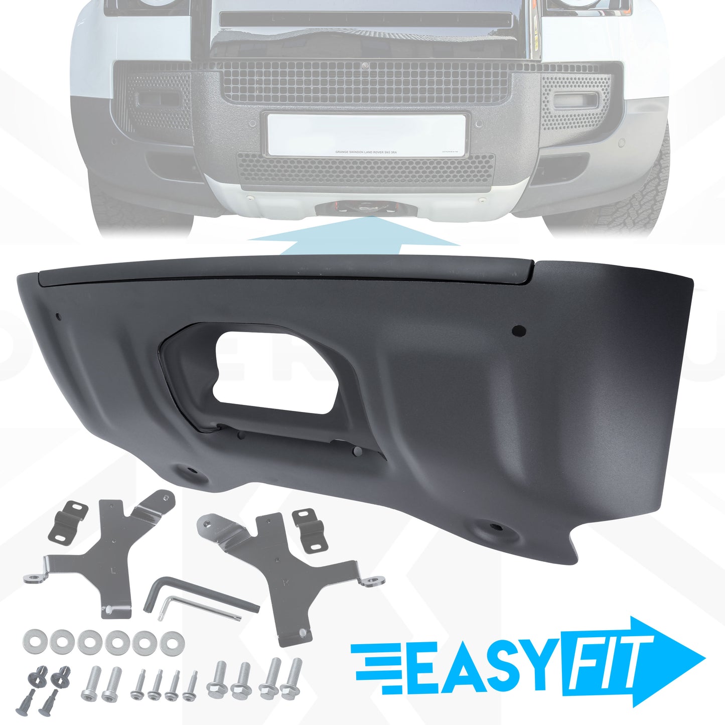 Front Aluminium Skid Plate (Aftermarket - Easy-Fit) for Land Rover Defender L663 - Black