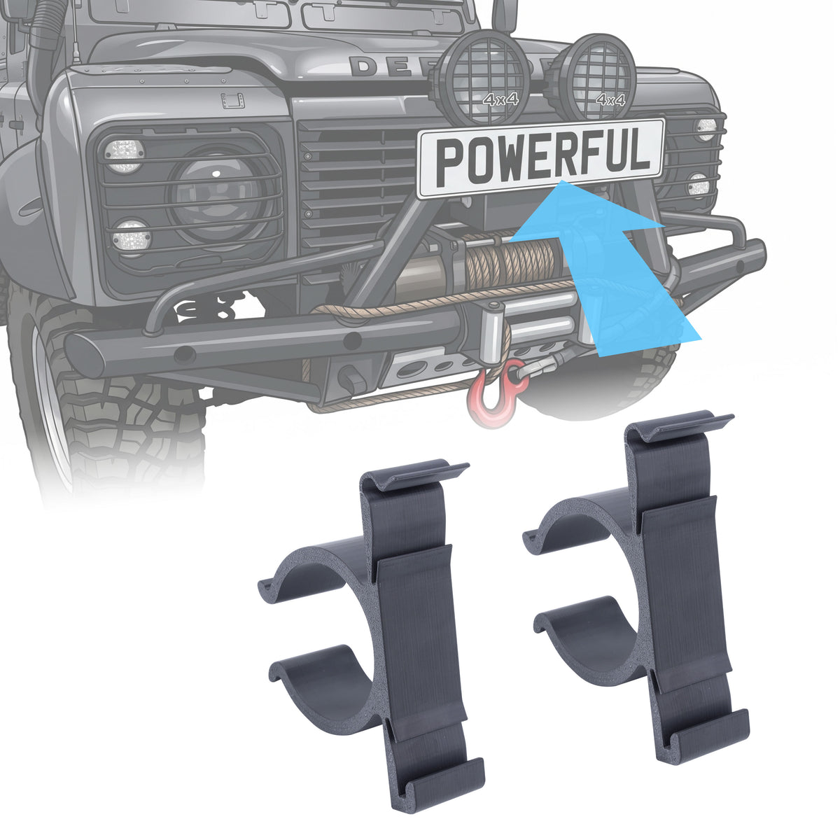 2x Bull Bar Number Plate Holders for Land Rover Classic Defender