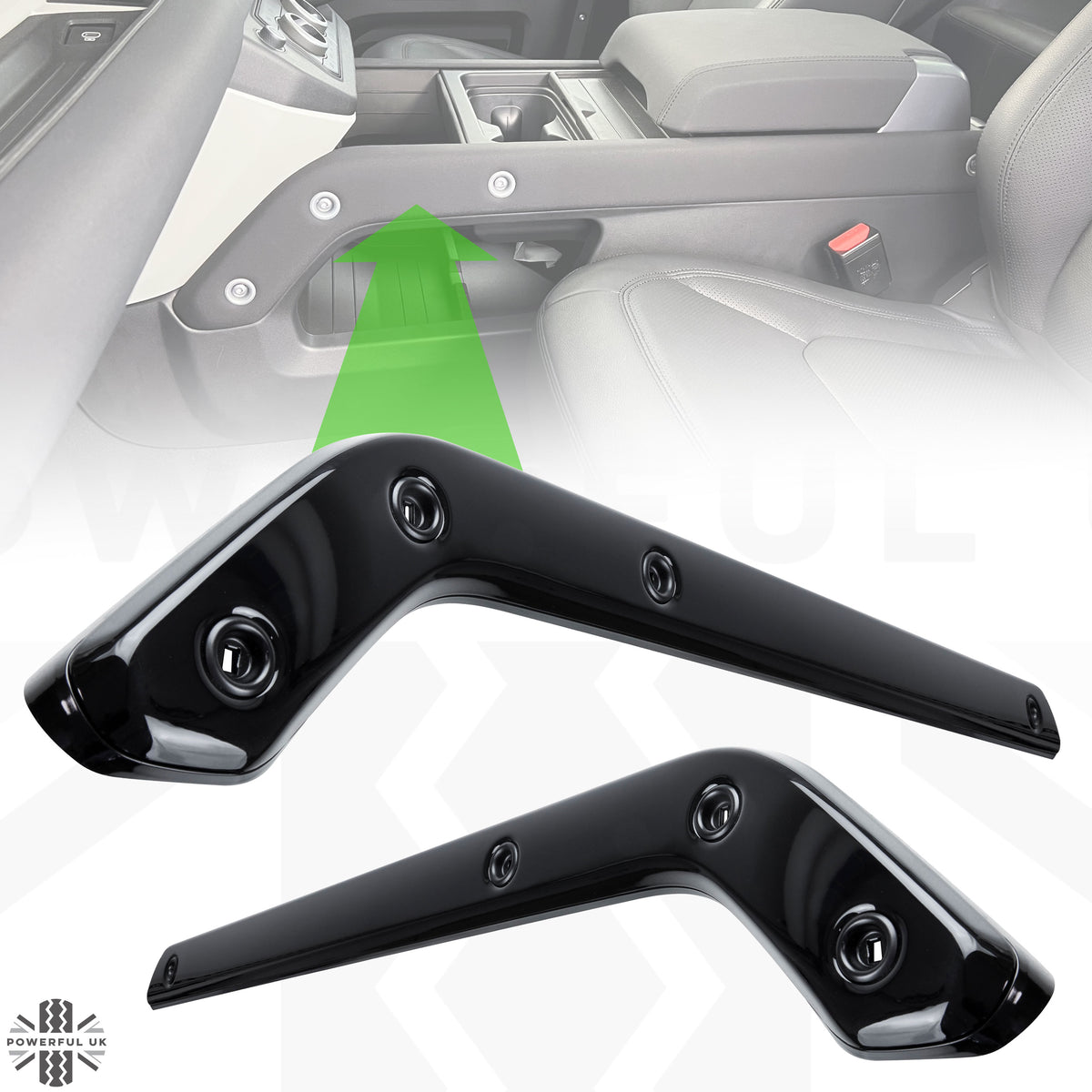 Interior Centre Console Finishers PAIR in Gloss Black for Land Rover Defender L663