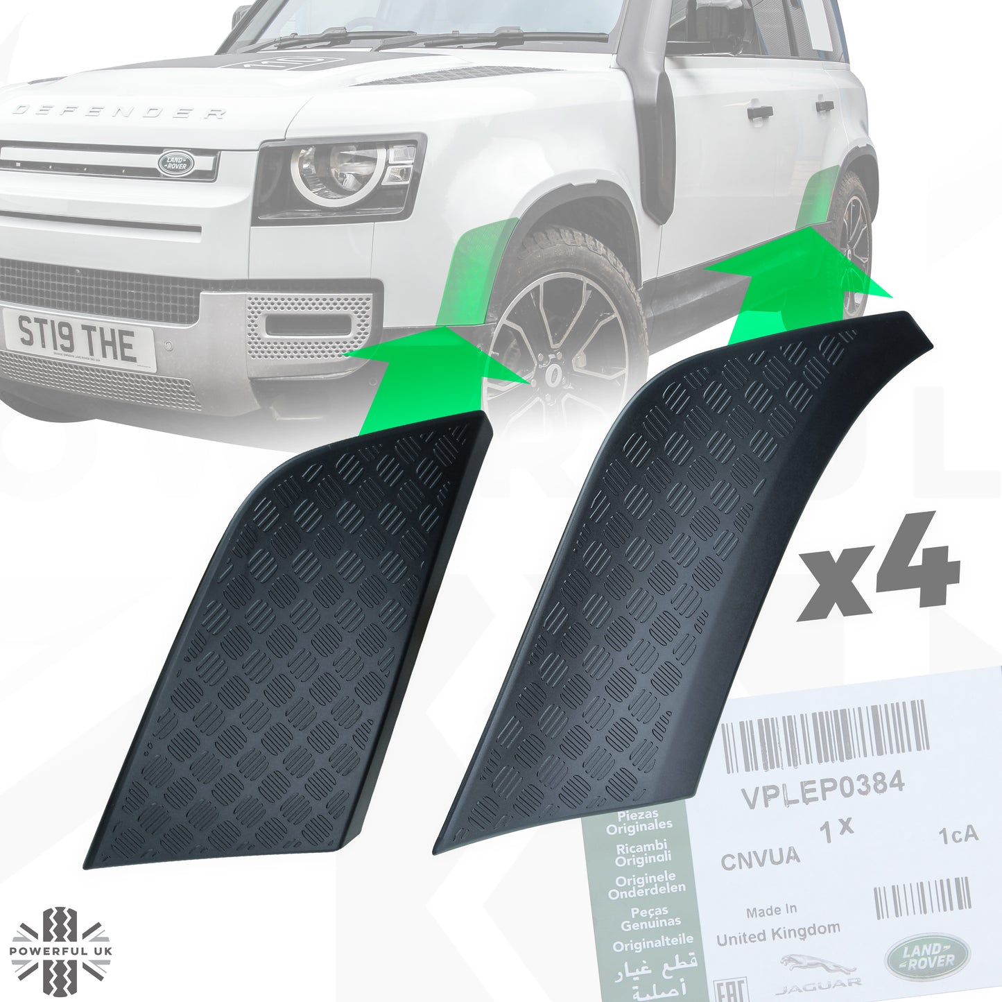 Chequer Plate Wheel Arch Trim Kit (genuine) for Land Rover Defender L663 (110/130)