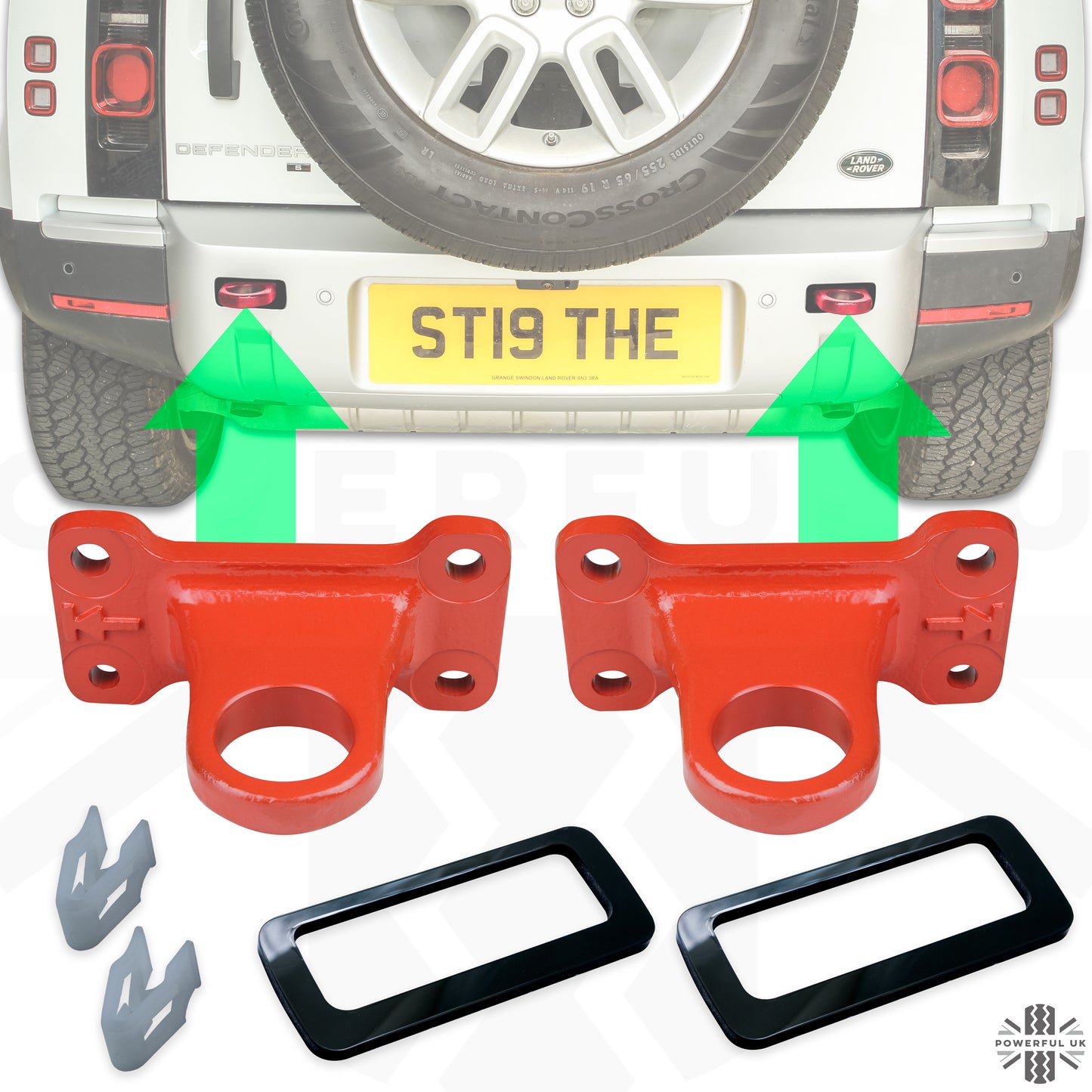 Tow Loop Upgrade Kit A - Red Loops + Black Inserts for Land Rover Defender L663