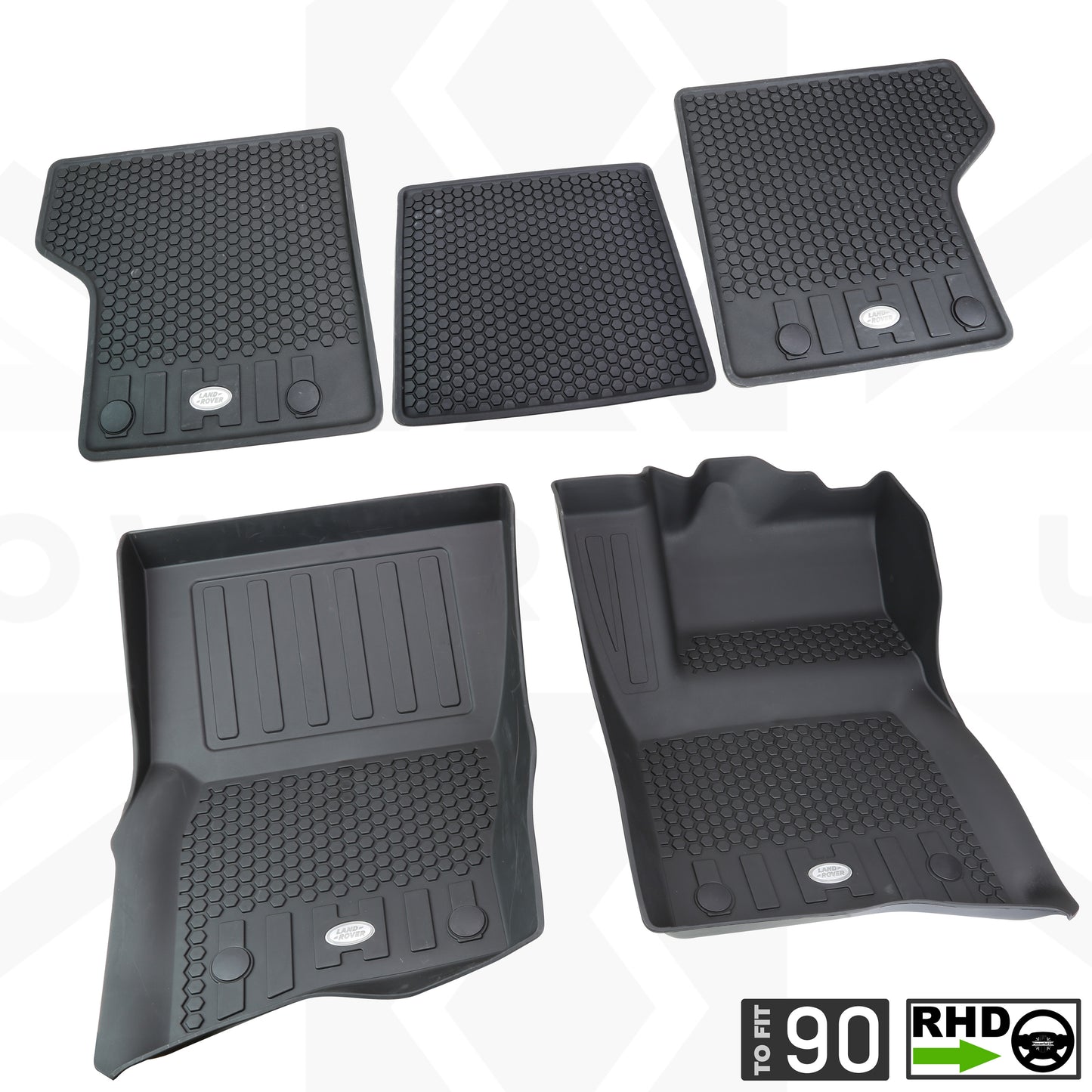 Rubber Floor Mat Set - Genuine - for Land Rover Defender L663 (90 models) - RHD