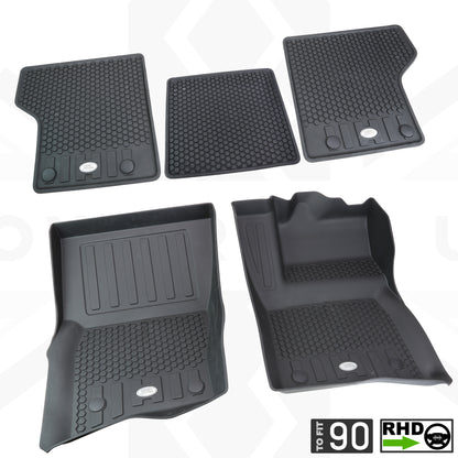 Rubber Floor Mat Set - Genuine - for Land Rover Defender L663 (90 models) - RHD