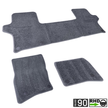 Grey Carpet Floor Mat Set - Genuine - for Land Rover Defender L663 (90 models) - RHD
