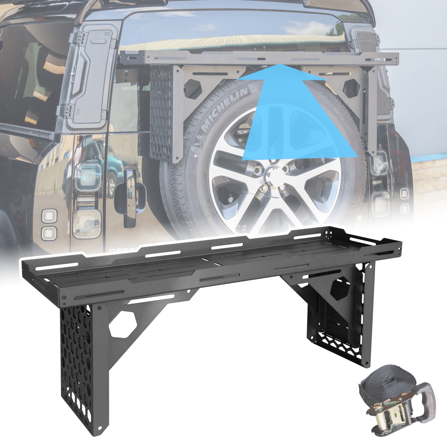 Spare Wheel Mounted Storage Rack for Land Rover Defender L663