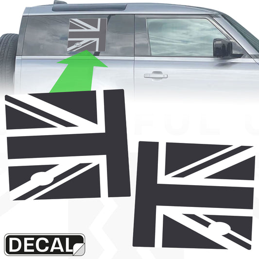 Side Panel Decal Kit - 'Union Jack Flag' - Matte Black for Land Rover Defender L663(90)