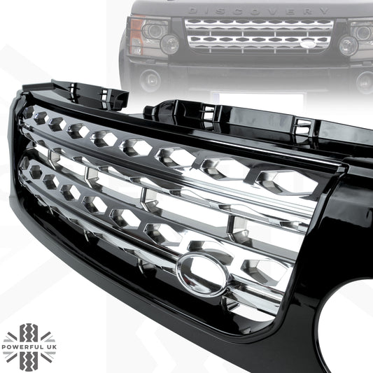 Front Grille for Land Rover Discovery 3 - Disco 4 look - Black / Black / Chrome