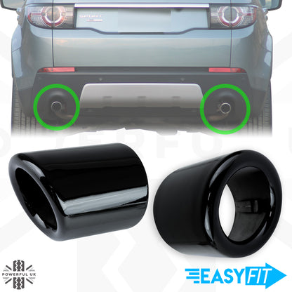 Round Exhaust Tips - PAIR for Land Rover Discovery Sport - Gloss Black