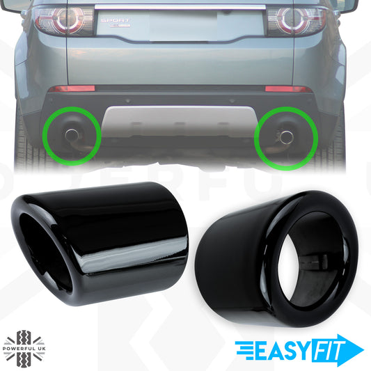 Round Exhaust Tips - PAIR for Land Rover Discovery Sport - Gloss Black