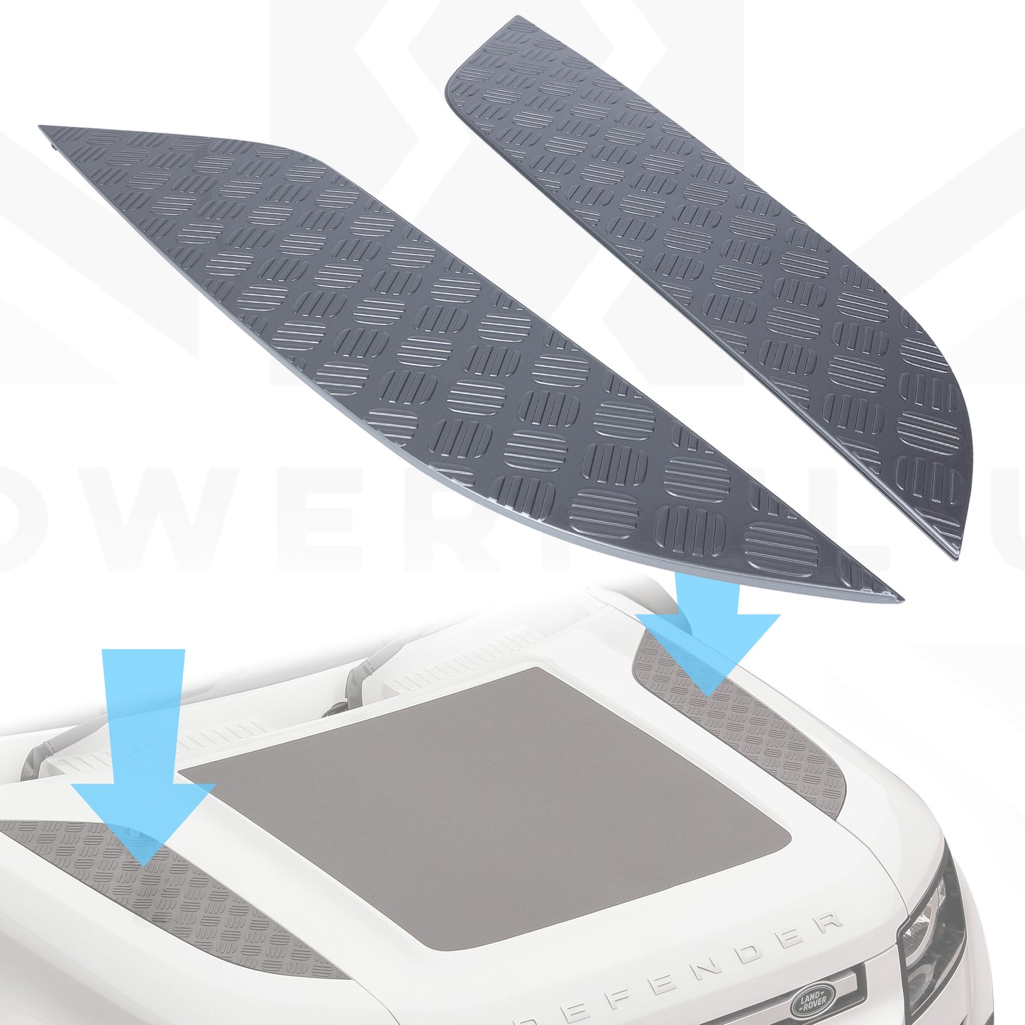 Chequer Bonnet Trims (Genuine Take-Offs) for Land Rover Defender L663 - Eiger Grey