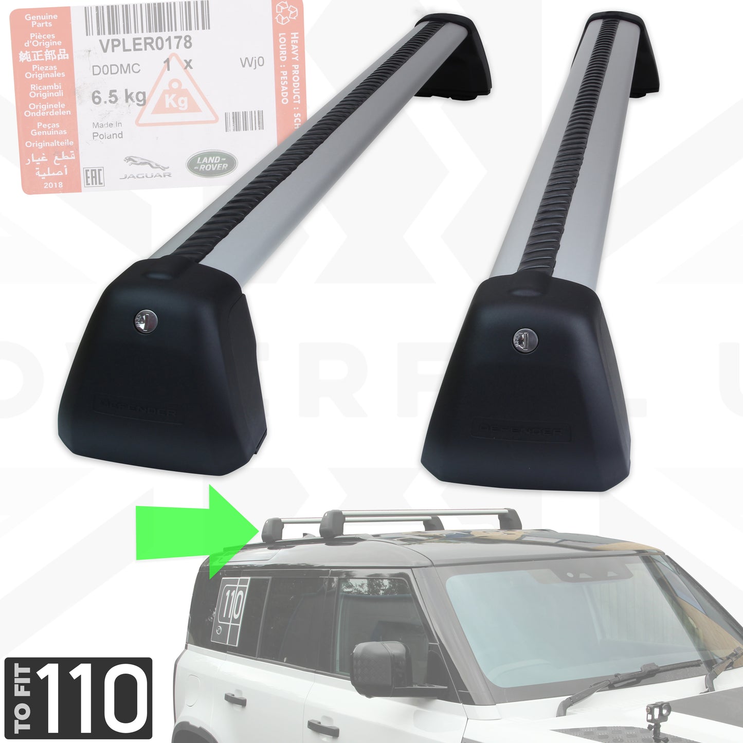 Roof Cross Bar Kit for Land Rover Defender L663 (110 model)