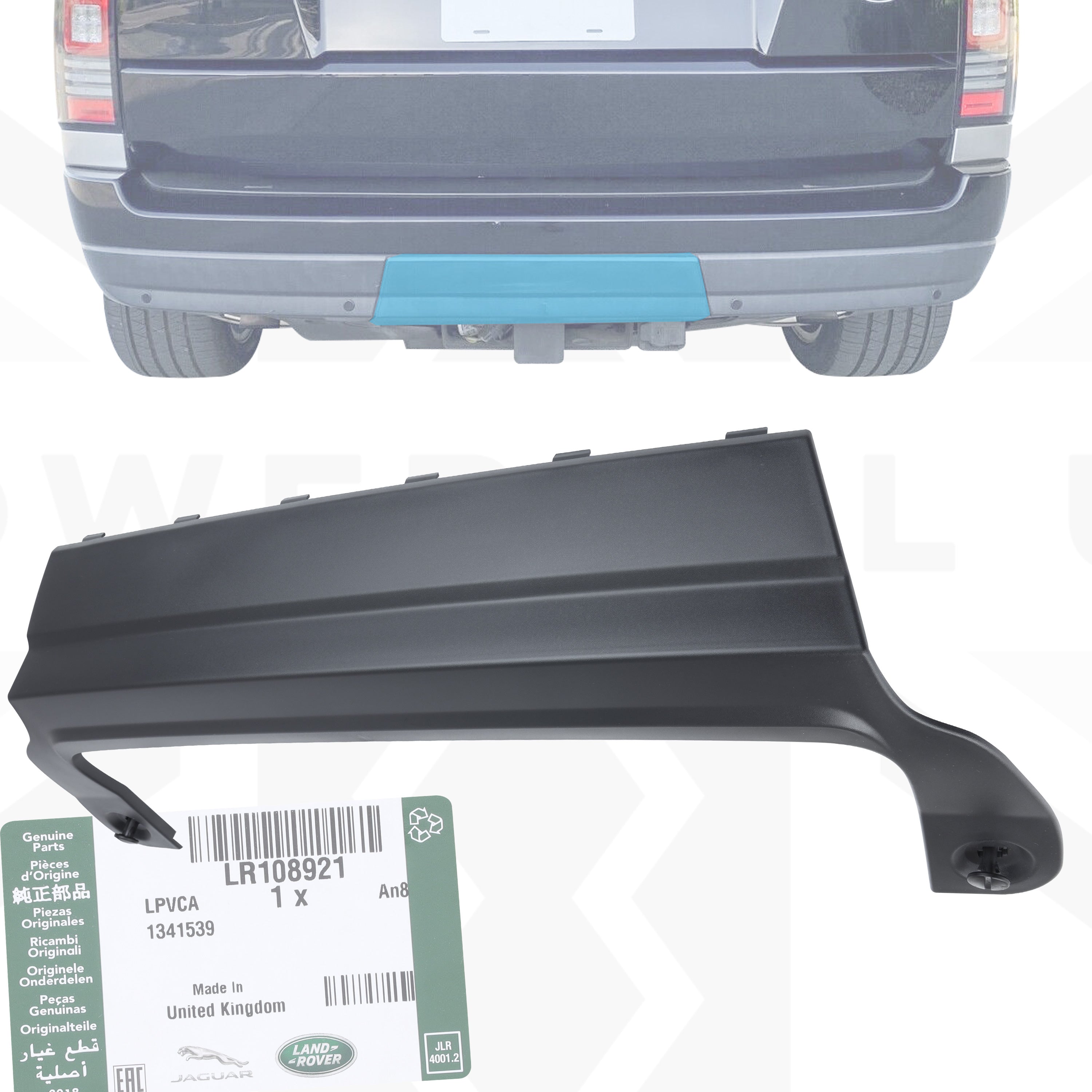 L405 Range Rover Rear Genuine Rear Tow Eye Cover for Range Rover L405 - for Fixed/NAS Towbar ...