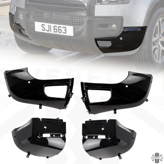 4pc Front & Rear Bumper Corners for Land Rover Defender L663 - Gloss Black