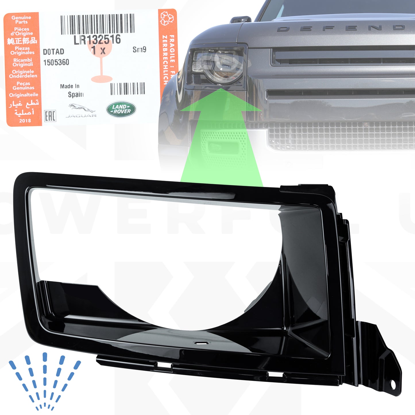 GENUINE Headlight Surround 'WITH Washer' for Land Rover Defender L663 - RIGHT