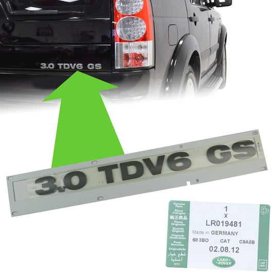 Tailgate Lettering "3.0 TDV6 GS" - Grey (Genuine) - for Land Rover Discovery 3 & 4