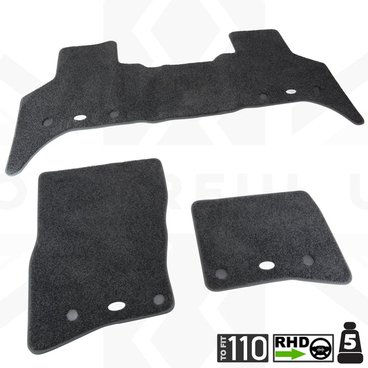 Carpet Floor Mat Set - Genuine - for Land Rover Defender L663 (110 models) - RHD - 5 seat
