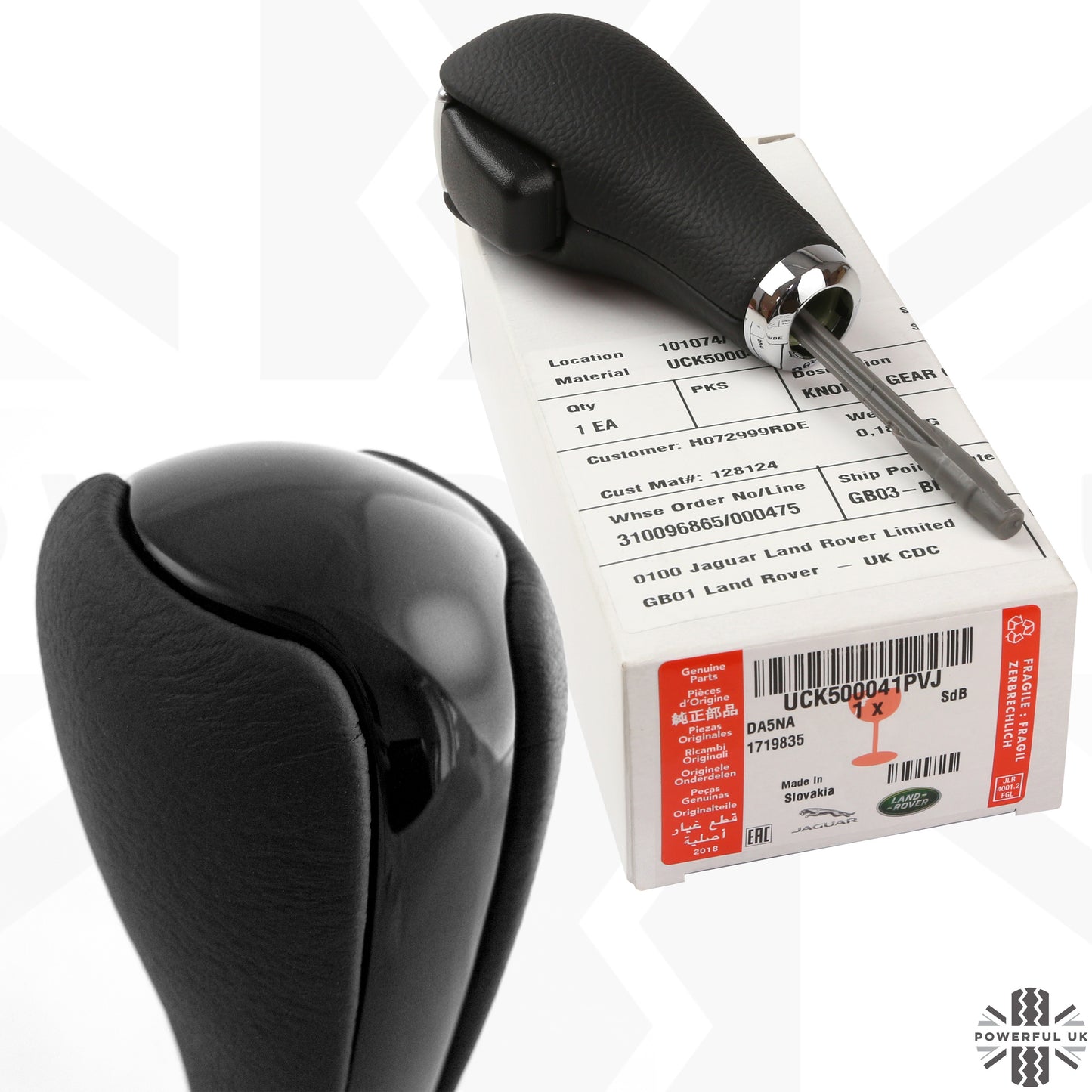 Leather Gear Knob with Gloss Black Insert for Range Rover Sport L320 2005-09