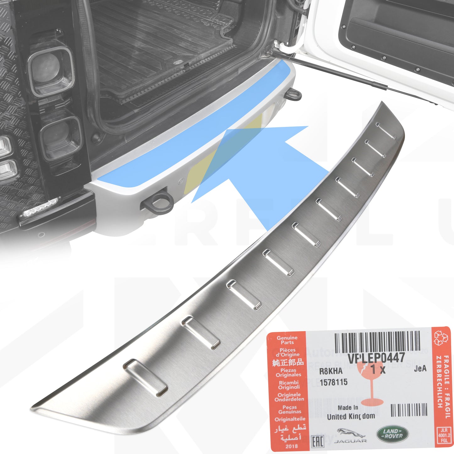 Rear Bumper Strip Stainless Steel (genuine) for Land Rover Defender L663