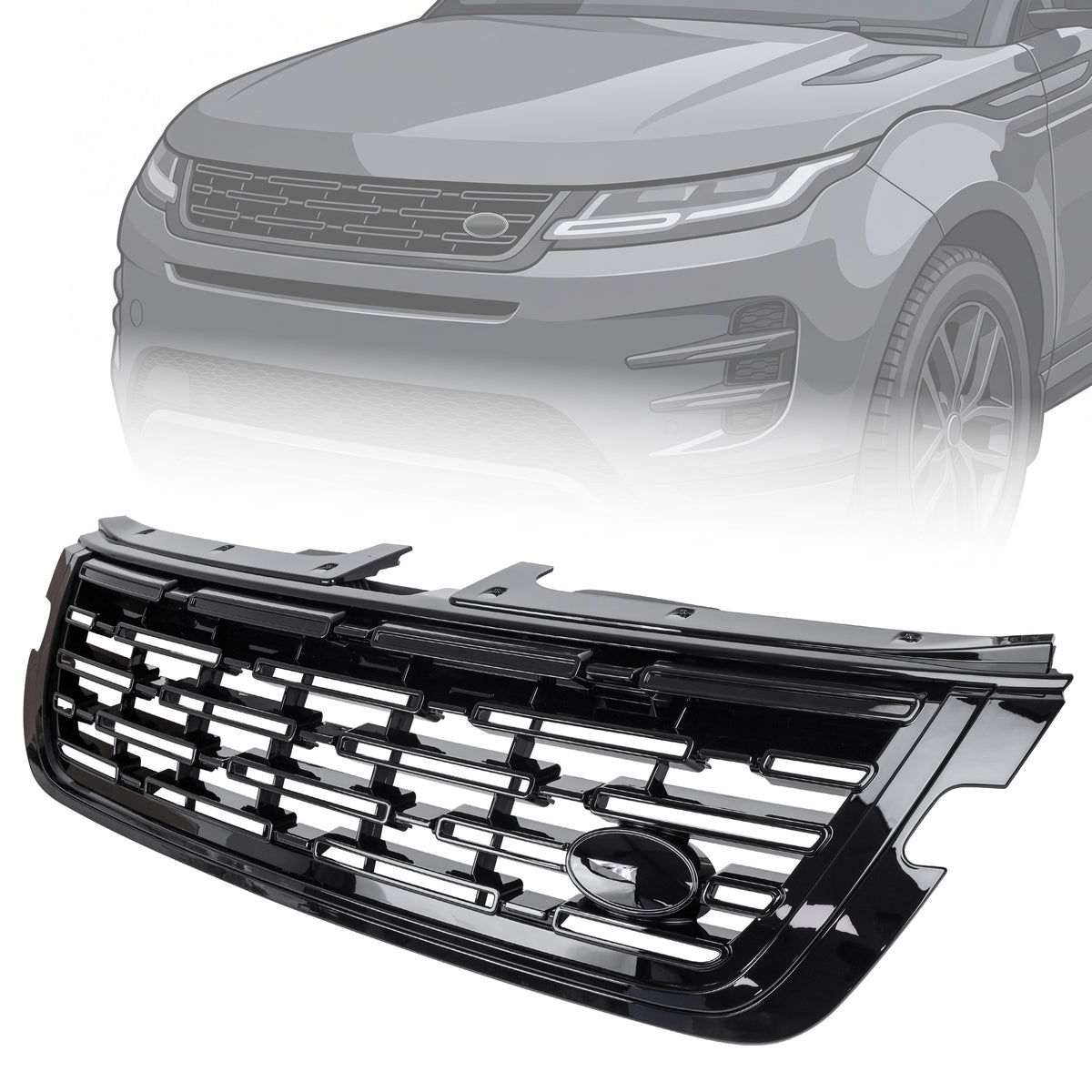 2024 Facelift Design All Gloss Black Front Grille for Range Rover Evoque 2 (2019+)