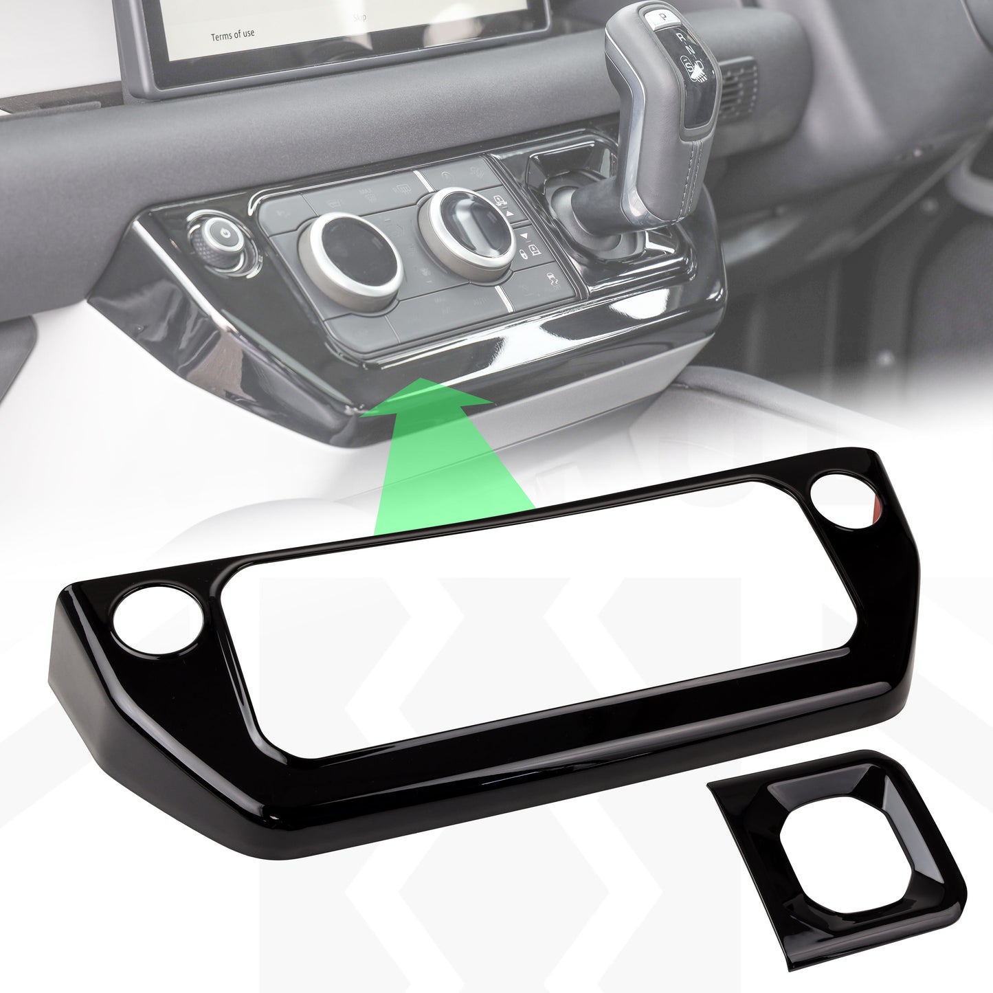 2pc Centre Console Dash Cover Kit in Gloss Black for Land Rover Defender L663