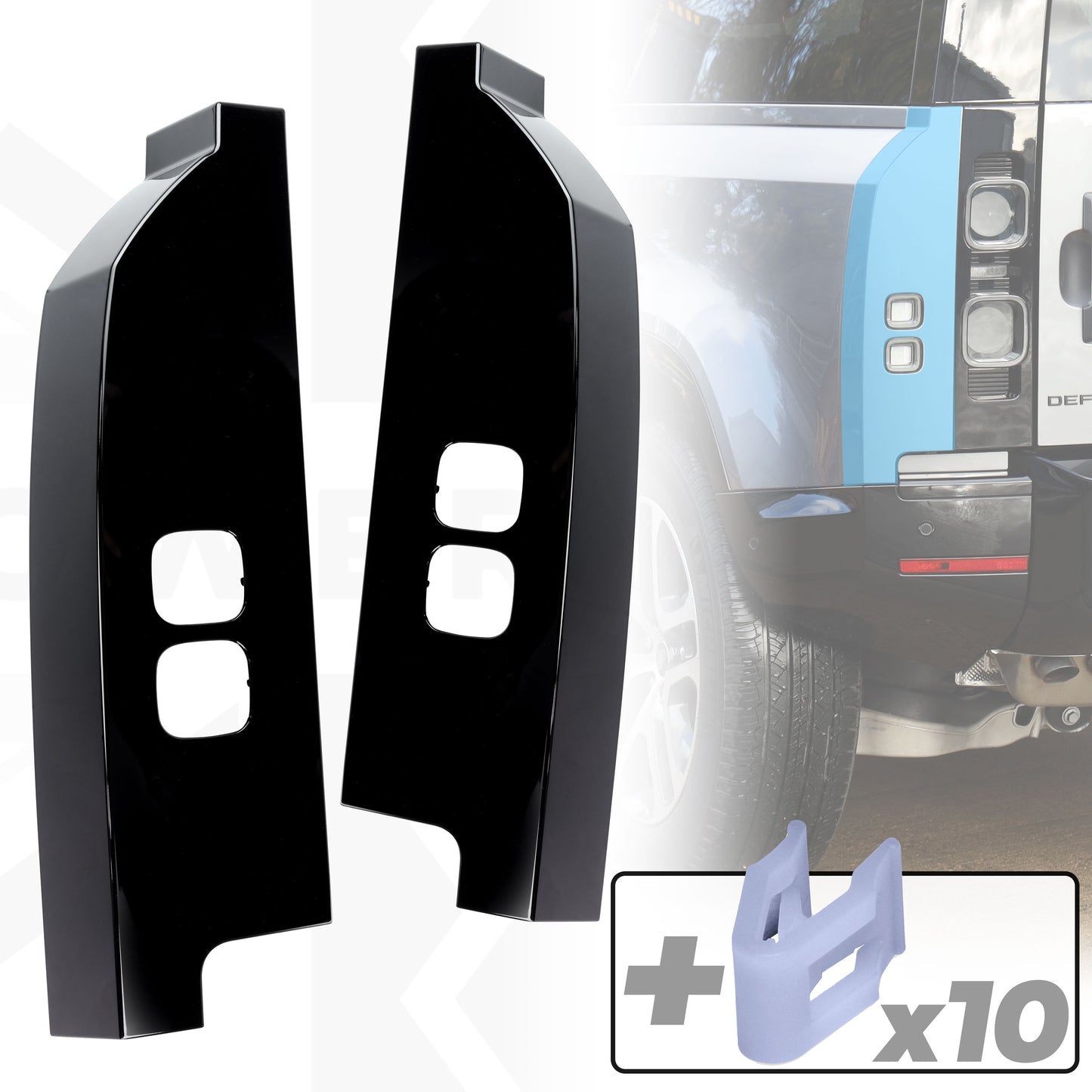 Aftermarket Rear Corner Panels - Gloss Black - for Land Rover Defender L663 - PAIR