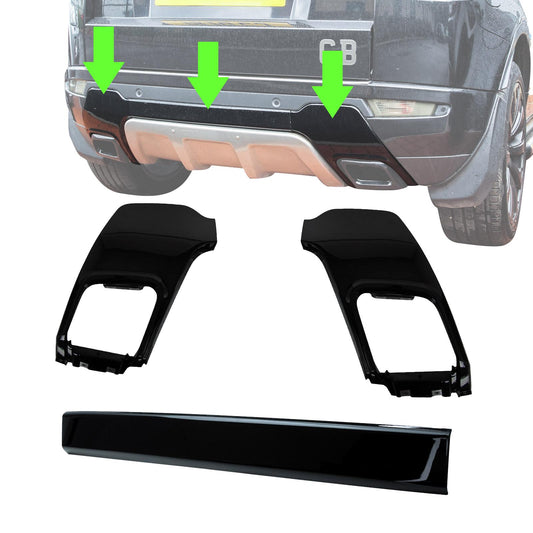 Rear Bumper Trim Kit 3pc for Range Rover Evoque L538 Dynamic - Black