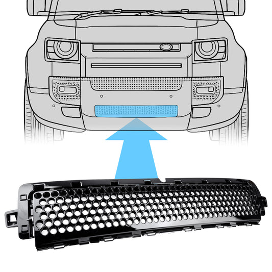 Lower Front Bumper Mesh Grille for Land Rover Defender L663 - Gloss Black