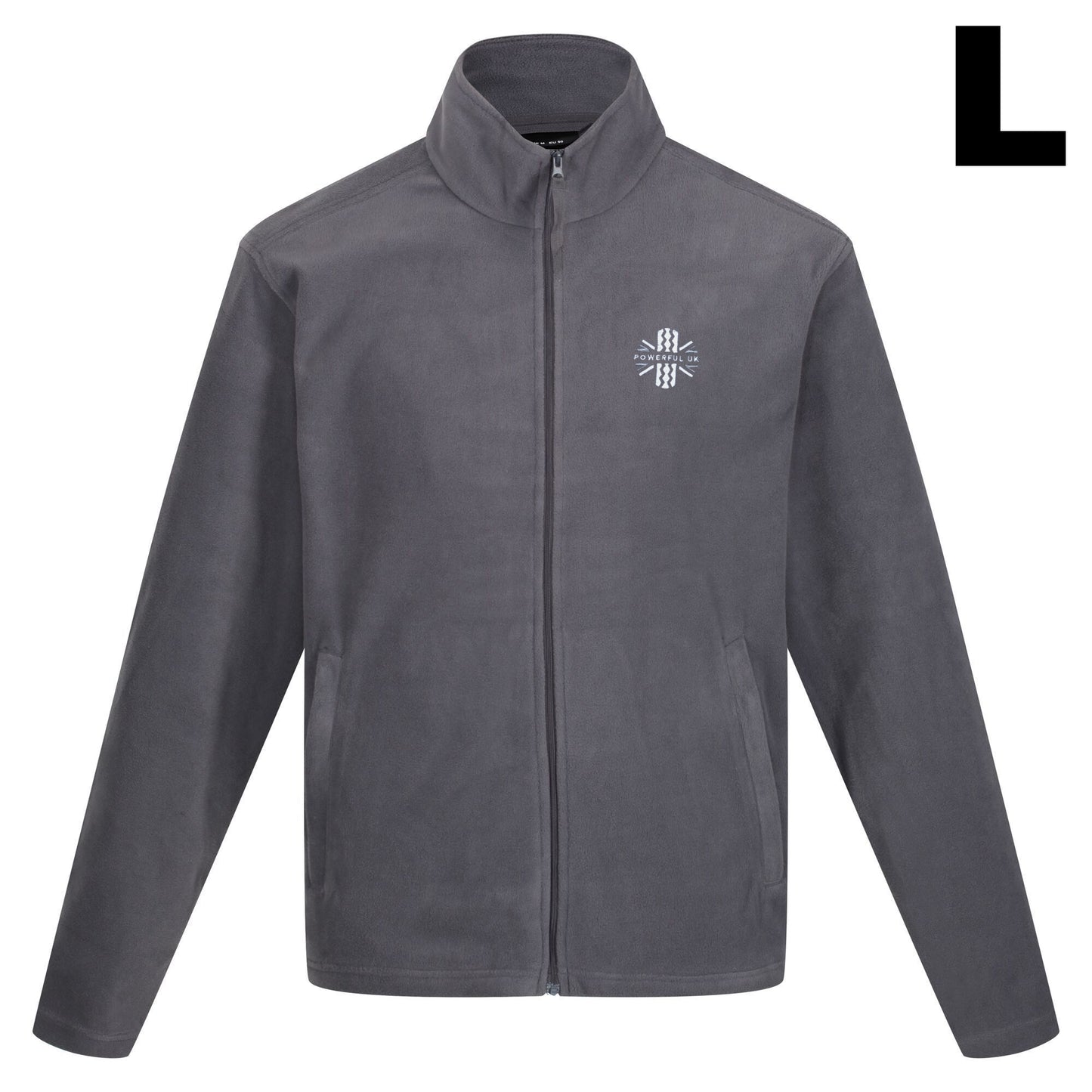 Embroidered Fleece Powerful UK Ltd "Merch" - Seal Grey - LARGE
