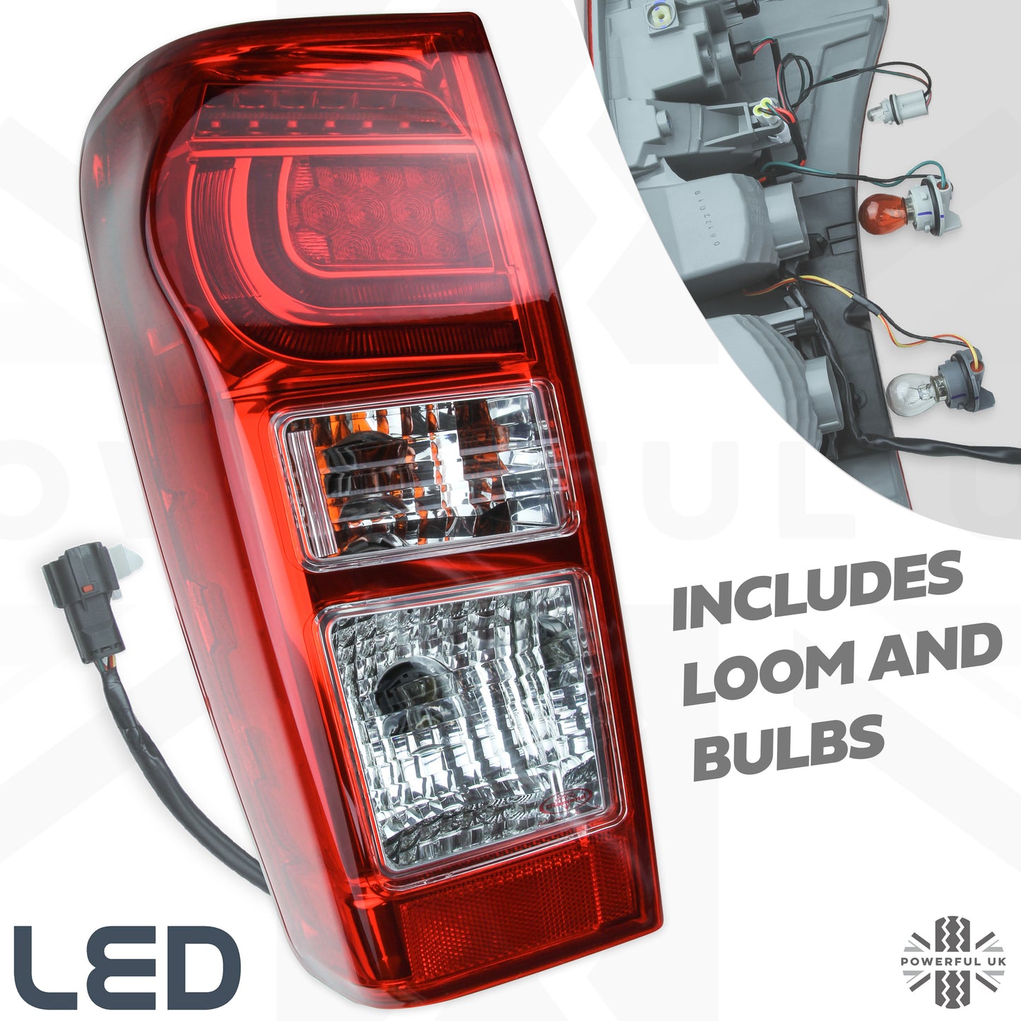 Isuzu Rodeo Dmax Pickup (2012-21) LED Rear Light Assembly + Loom - Type 2 - LH