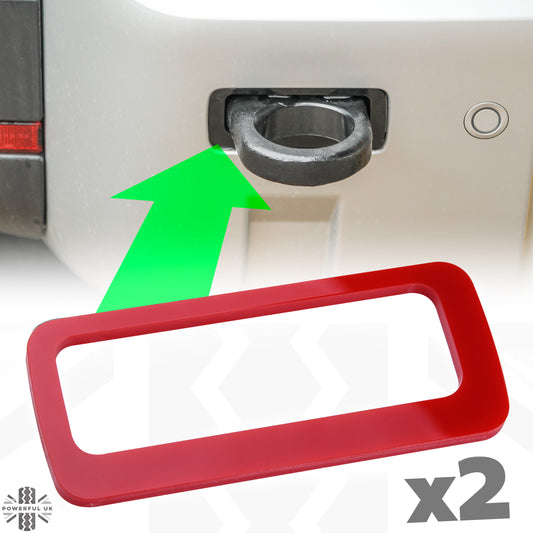 Rear Bumper Tow Loop Finisher Inserts - RED - for Land Rover Defender L663