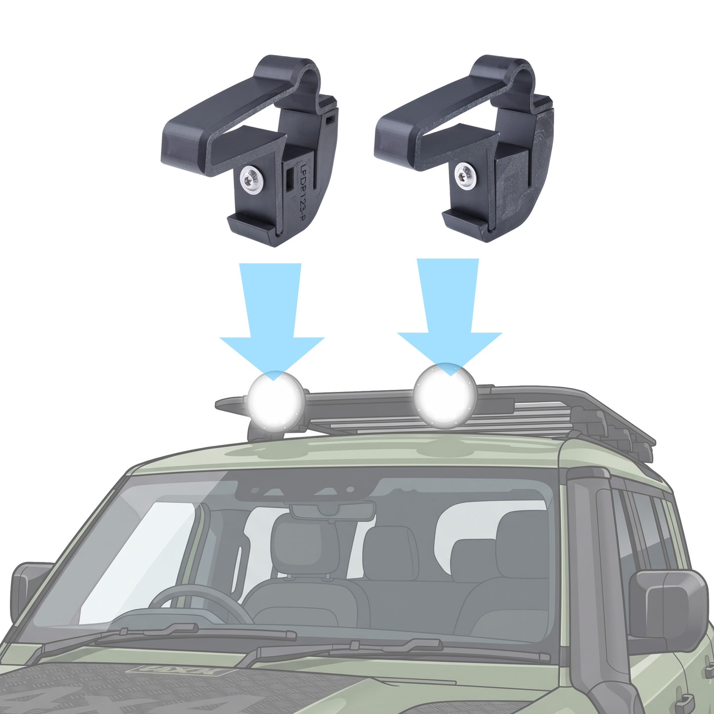 Hella Spotlight Mount Kit for Expedition Roof Rack for Land Rover Defender L663 - MOUNTS ONLY