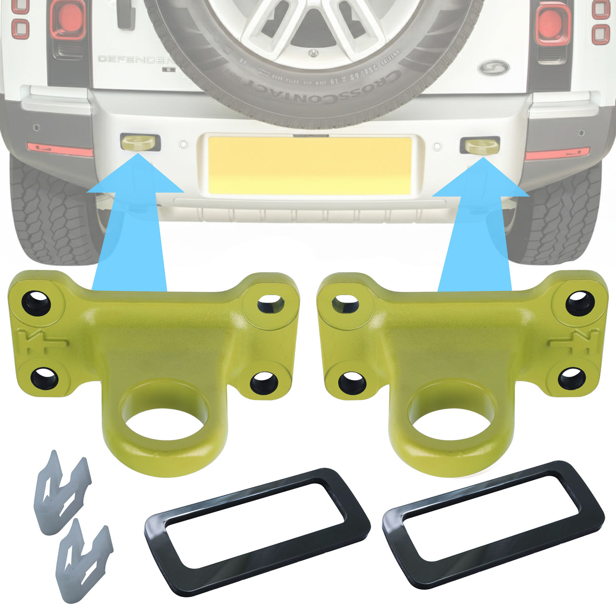 Tow Loop Upgrade Kit - Nano Yellow Loops + Black Inserts for Land Rover Defender L663