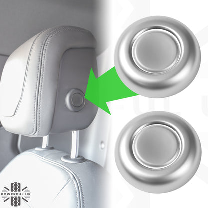 Front Seat Headrest Button Covers for Land Rover Defender L663 - LARGE TYPE - Silver