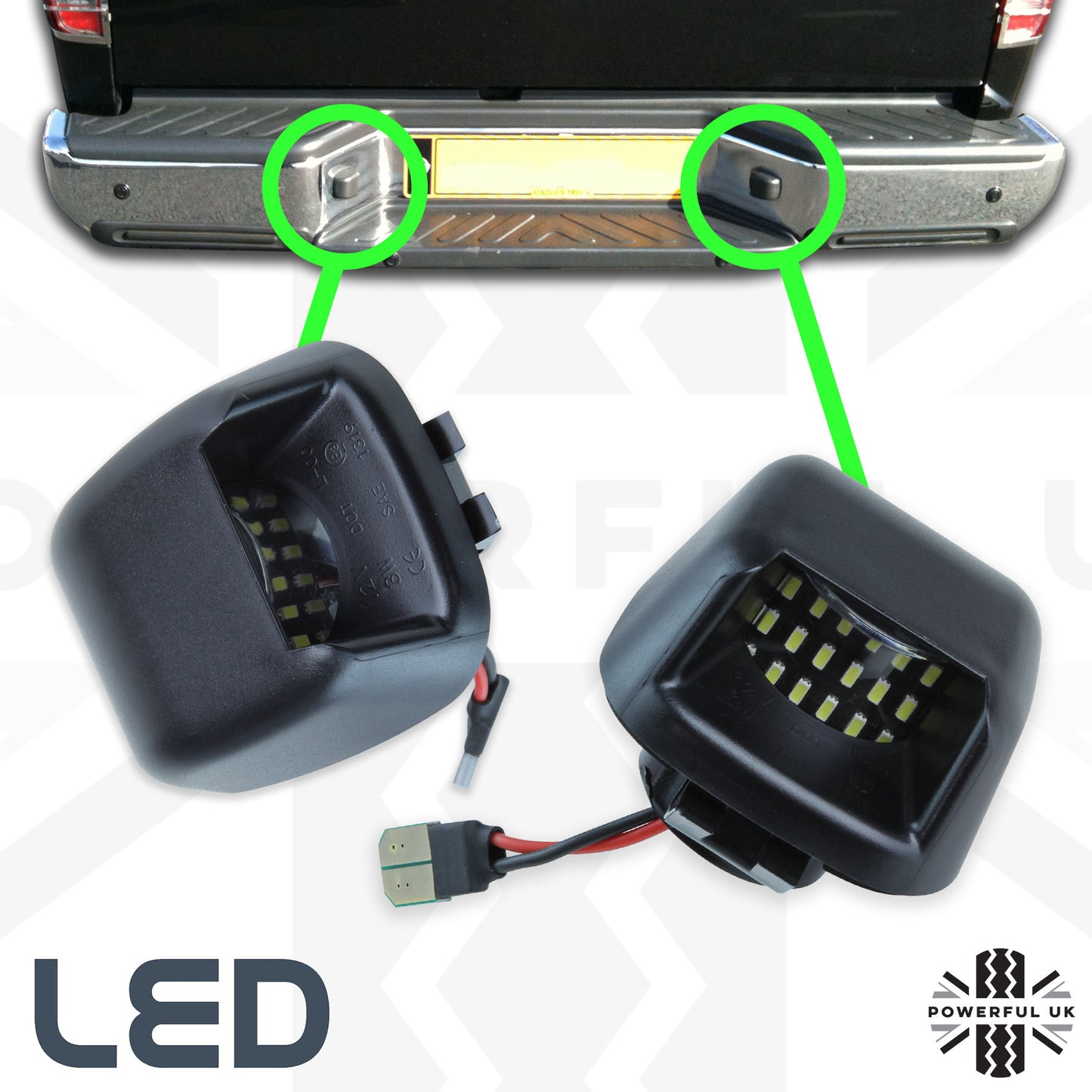 Rear Number Plate Lights (Pair) - Late Type - LED - Nissan Navara D40