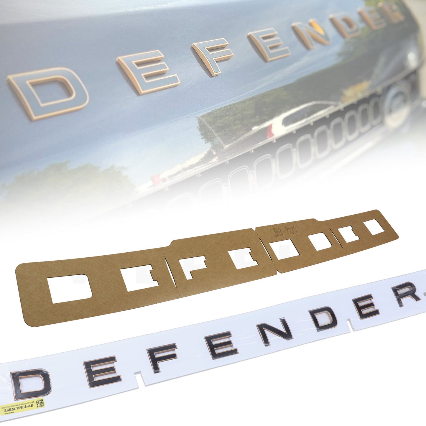 Bonnet Lettering - Moonlight Chrome + Phosphor Bronze - for Land Rover Defender L663 OCTA