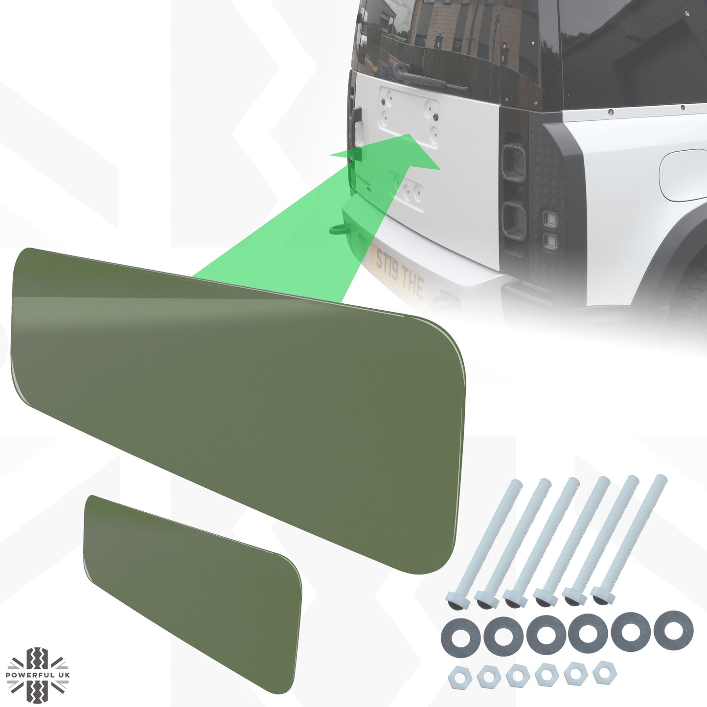 Spare Wheel Delete Cover Set for Land Rover Defender L663 - Pangea Green