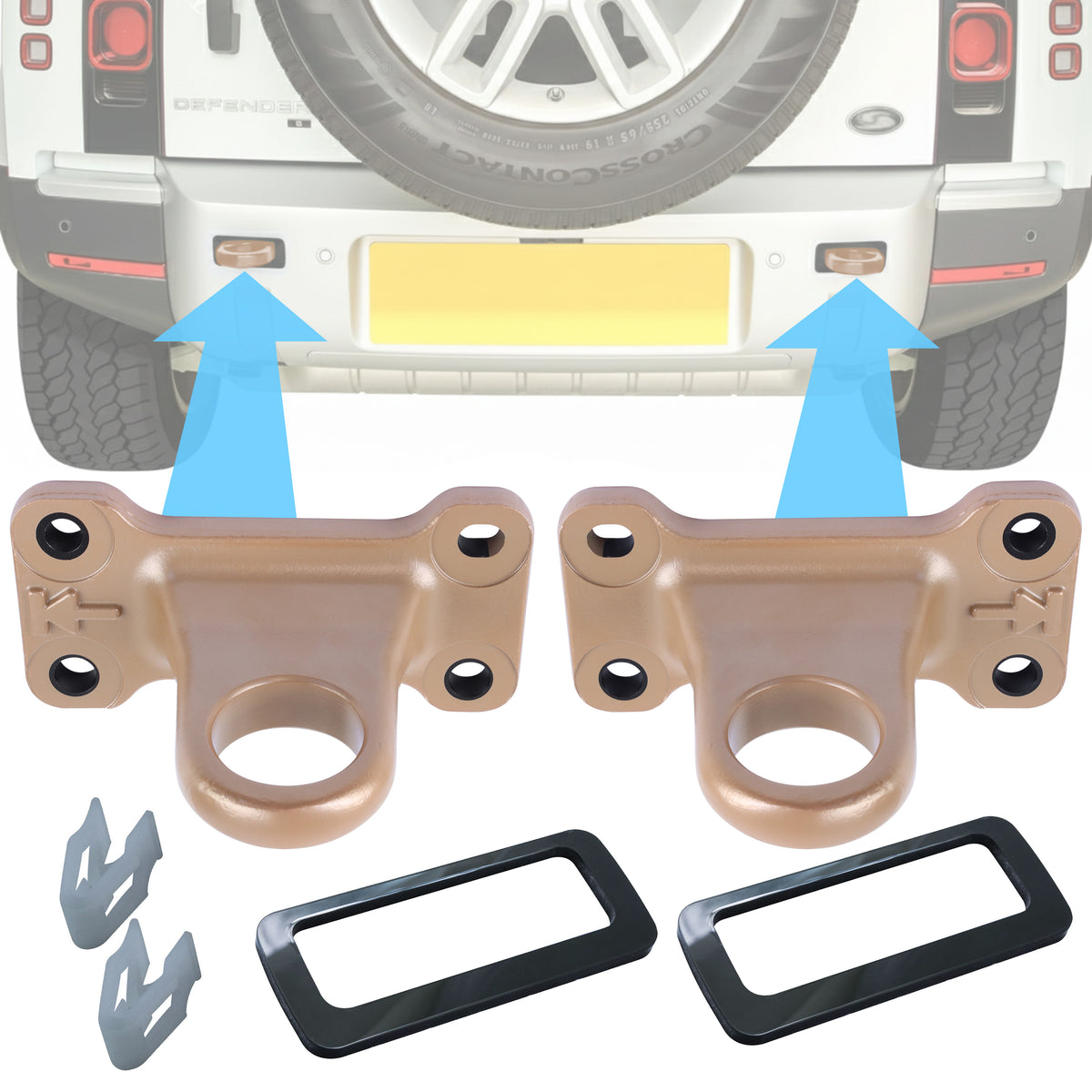 Tow Loop Upgrade Kit - Phosphor Bronze Loops + Black Inserts for Land Rover Defender L663