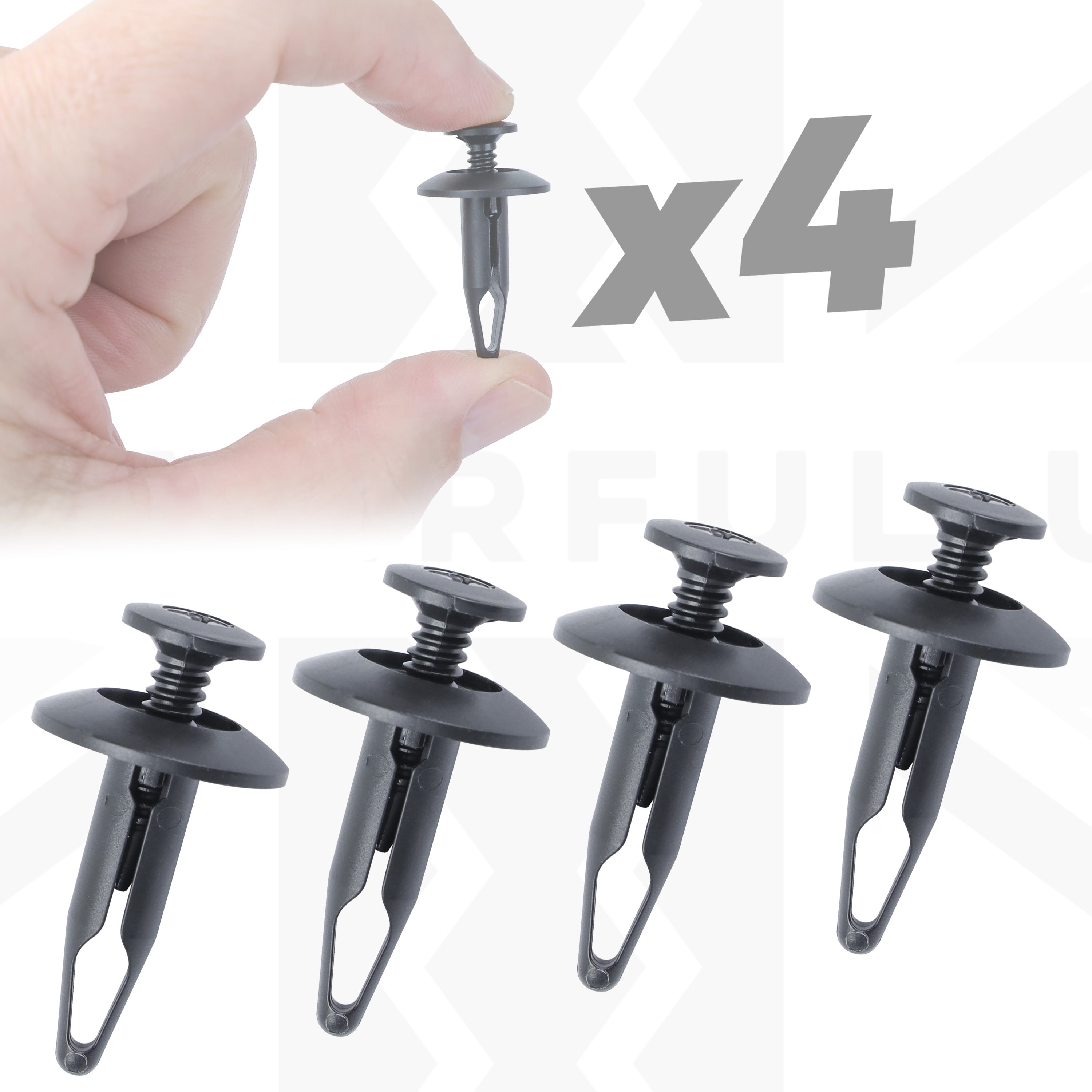 4x Engine Cowl Clips (6.3x22mm Plastic Push Pin type) for Range Rover ...