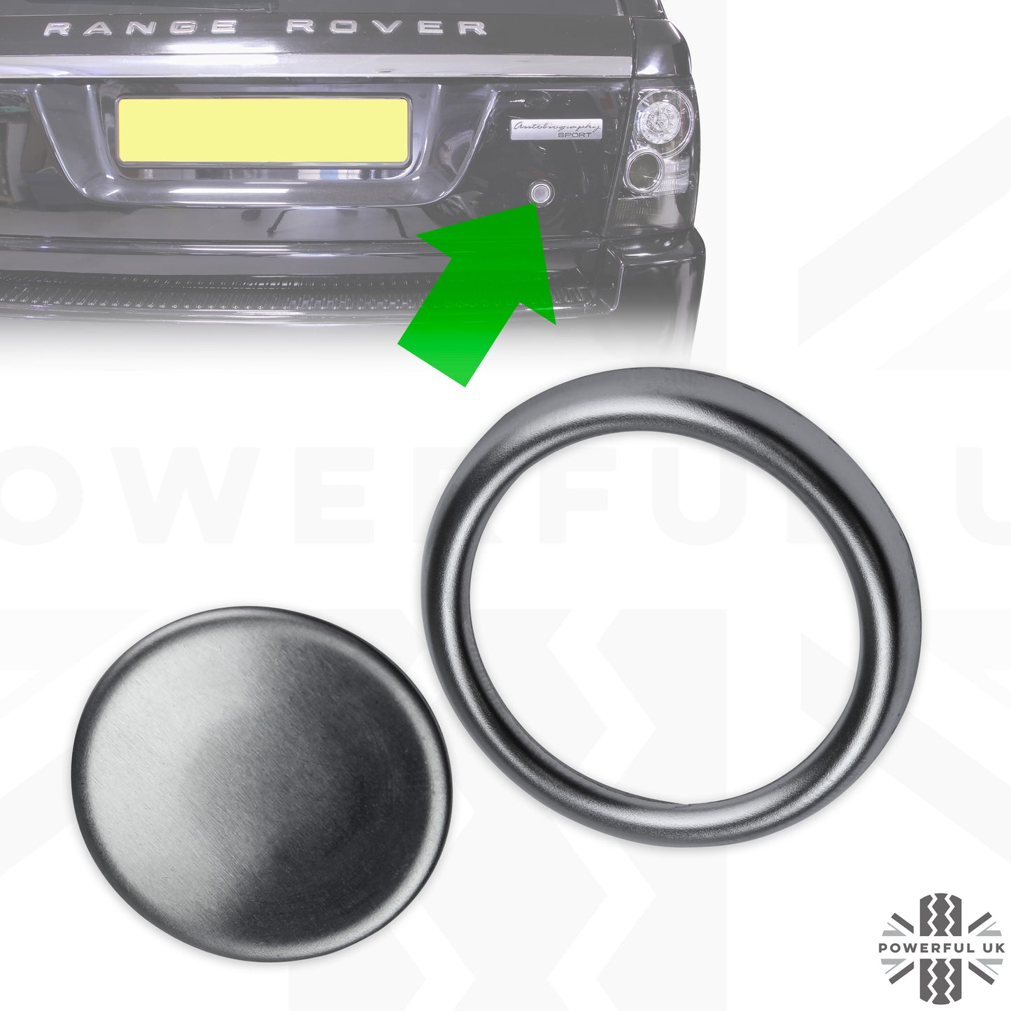 Tailgate Push Switch Cover Kit (Centre & Surround) in Stainless Steel for Range Rover Sport / P38
