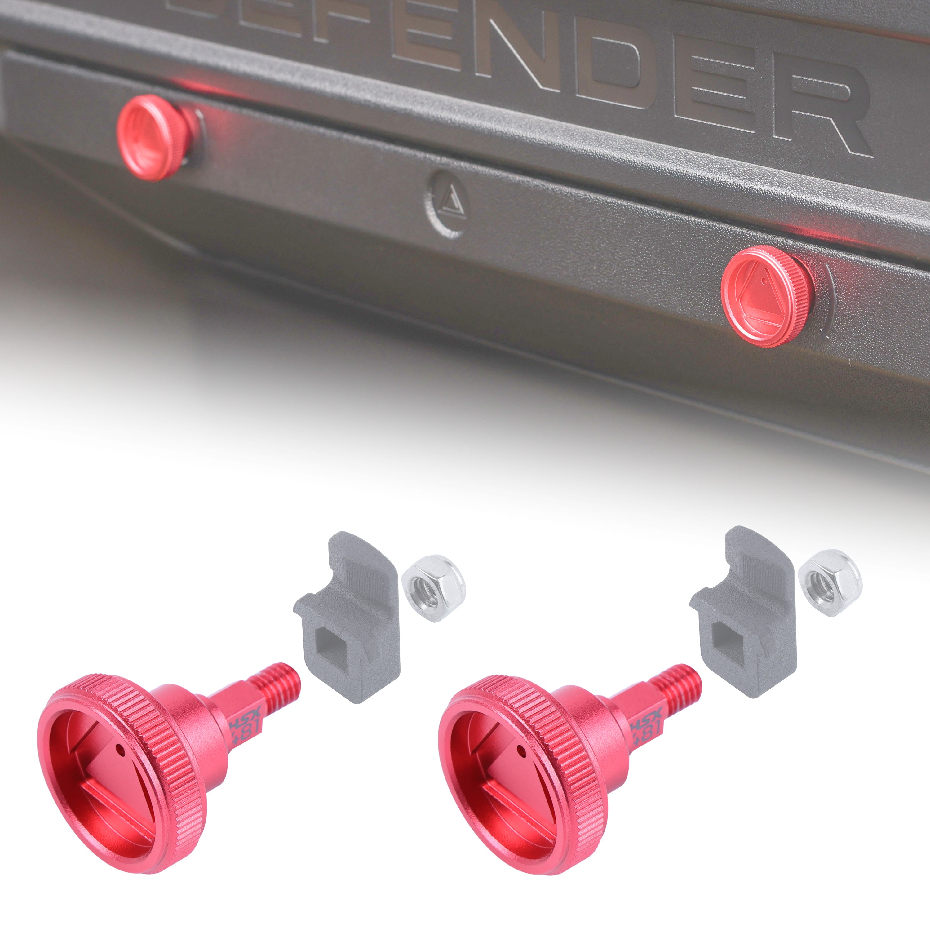 Warning Triangle Hatch Knobs for Land Rover Defender L663 - Red
