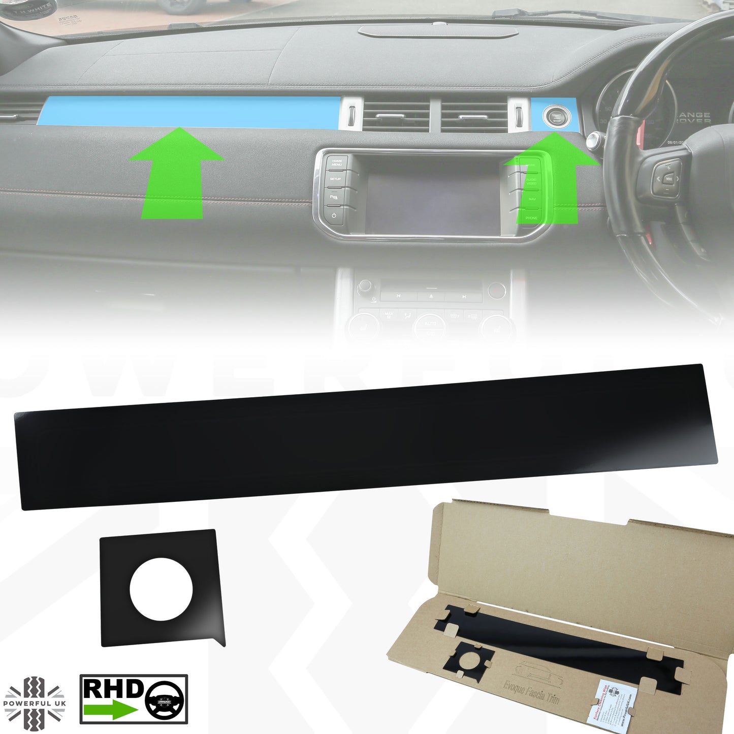 Satin Black Dash Insert Kit for Range Rover Evoque (2011-18) - RHD