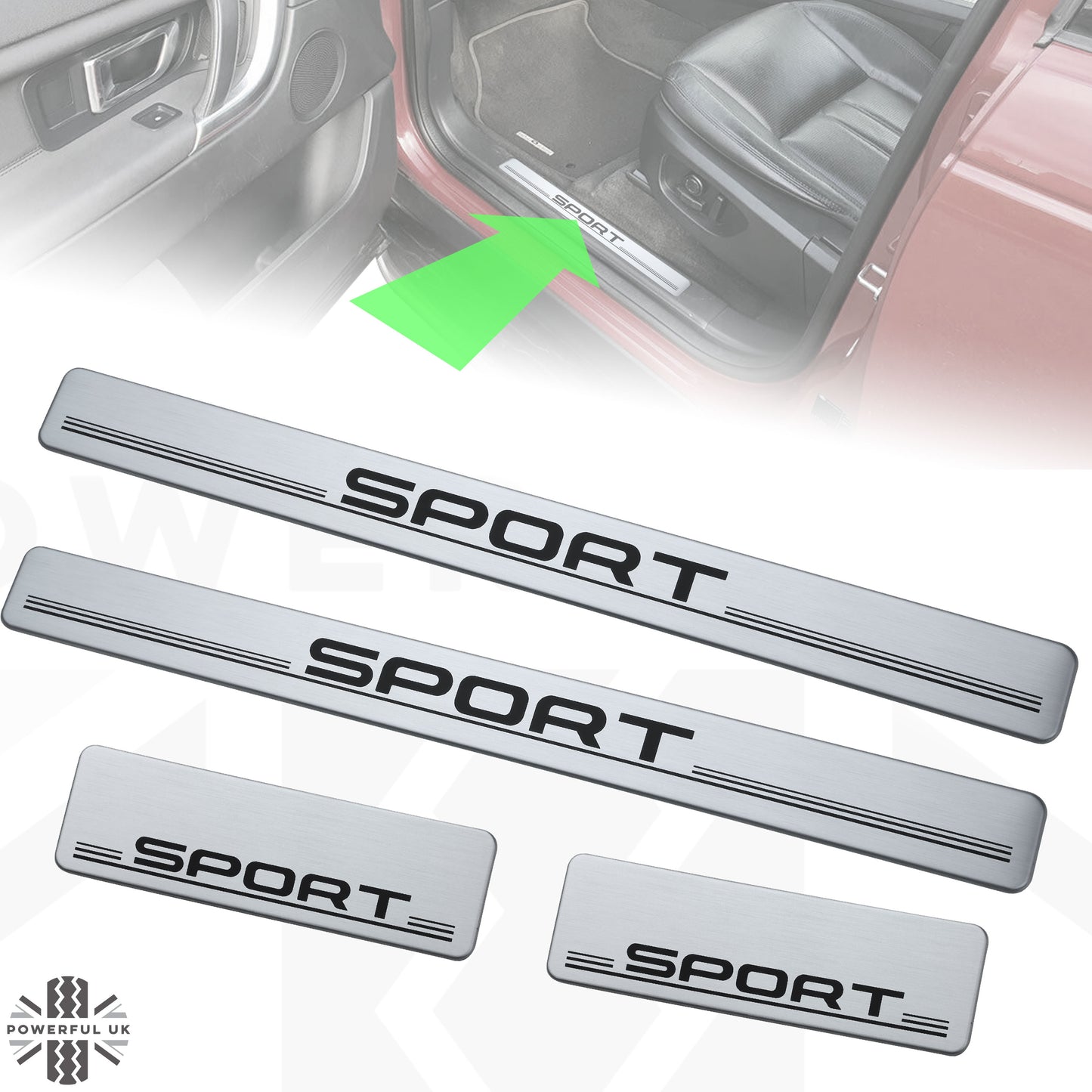Door Scuff Plate Insert Set for Land Rover Discovery Sport (2015-20) - Silver