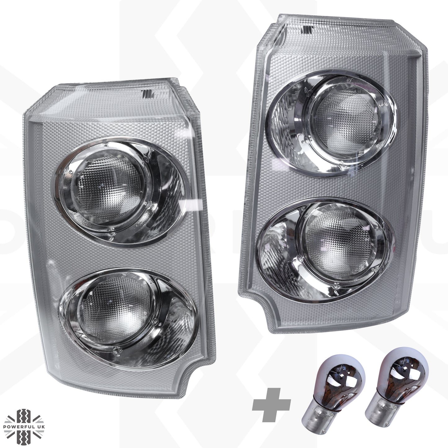 Front Side Light / Indicator Assembly for Range Rover L322 - Clear Indicator/Silver Body - PAIR