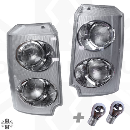Front Side Light / Indicator Assembly for Range Rover L322 - Clear Indicator/Silver Body - PAIR